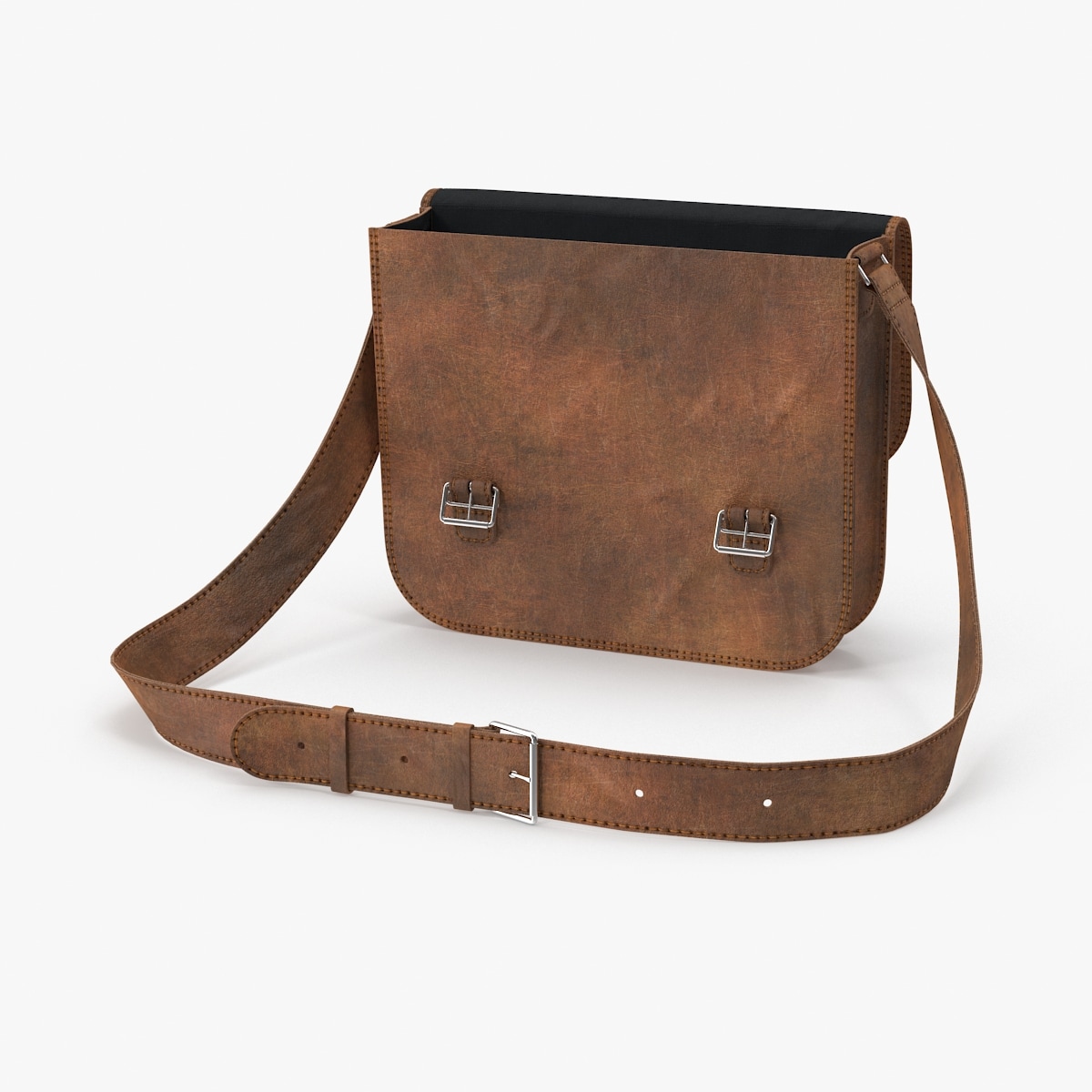 3d open leather satchel model