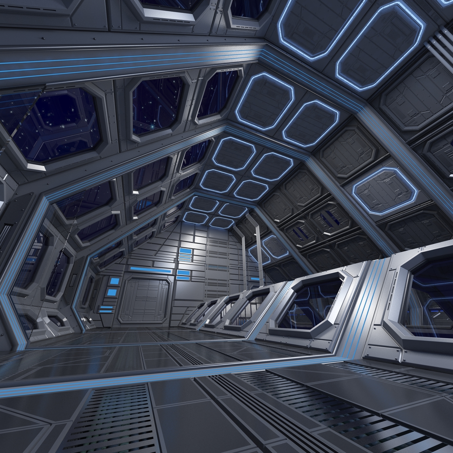 3d sci-fi interior scene model