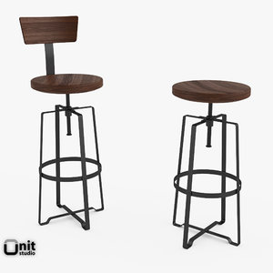adjusted industrial rustic stool 3d model