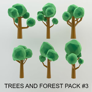 cartoon trees forest pack 3d model