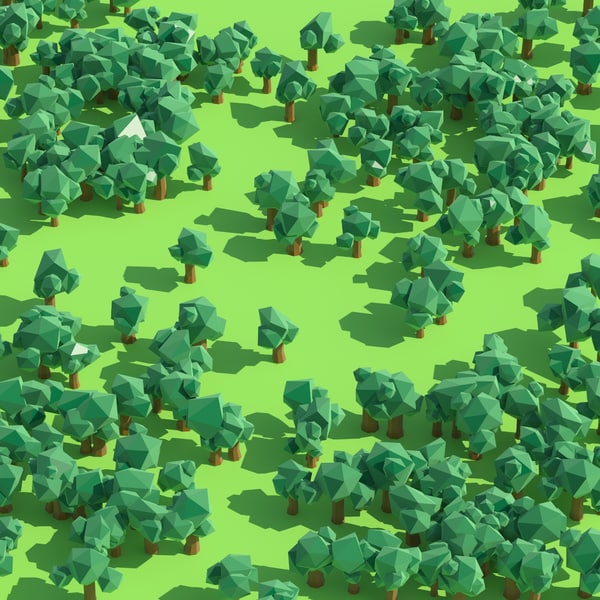 cartoon trees forest pack 3d model