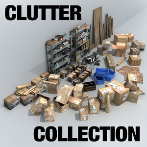 3d clutter boxes boards model