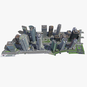 city block buildings 3d model