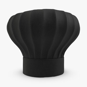 3d model realistic chef hat black