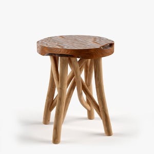3d model teak bar stool