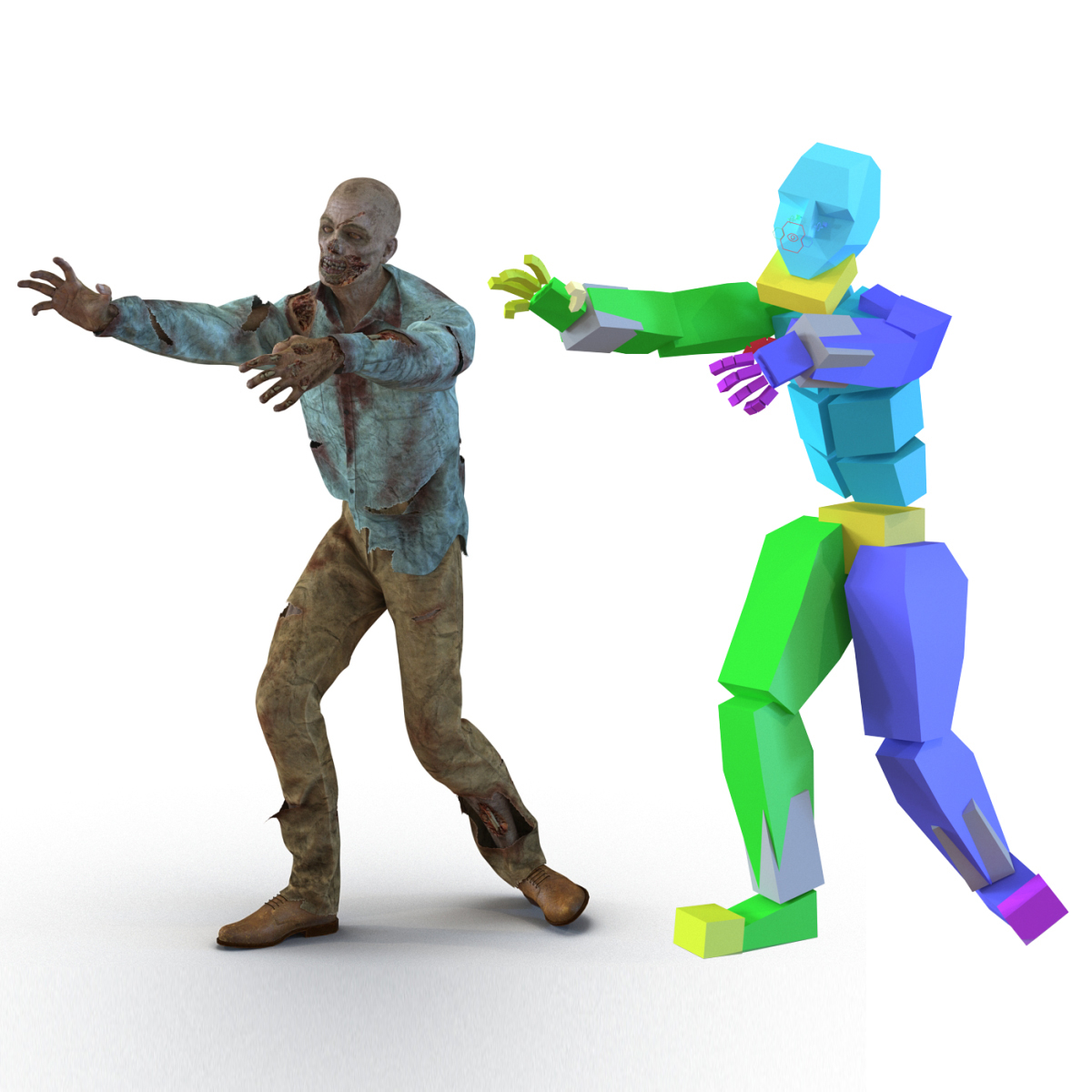 3d zombie rigged modeled model