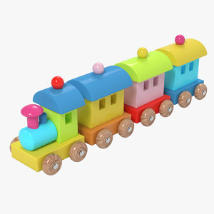free wooden train toy 3d model