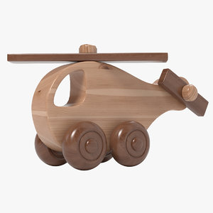 wooden copter toy realistic wood 3d ma