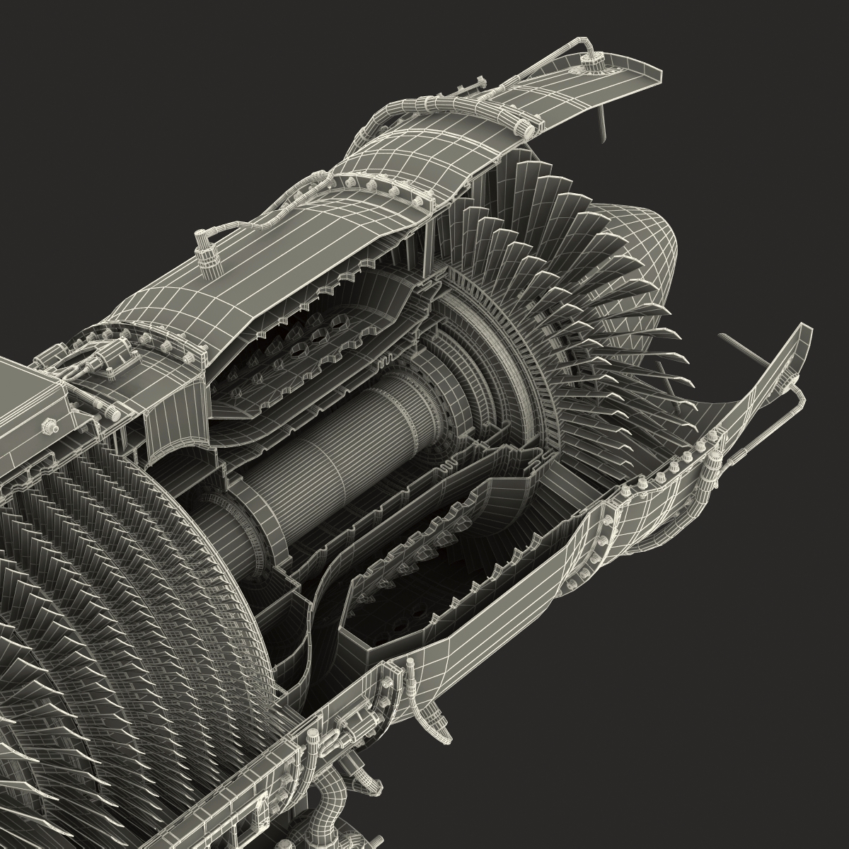 turbojet engine general electric 3d c4d