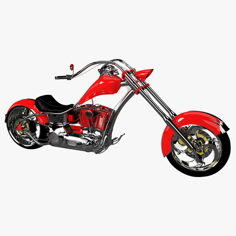 custom chopper motorcycle 3d obj