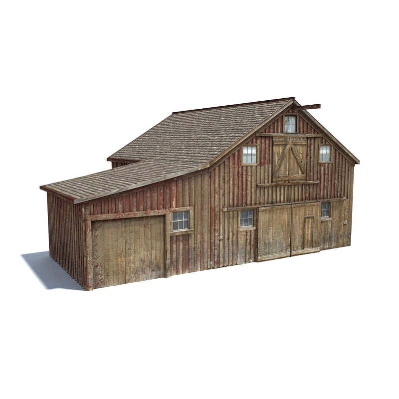 old wild west barn 3d obj