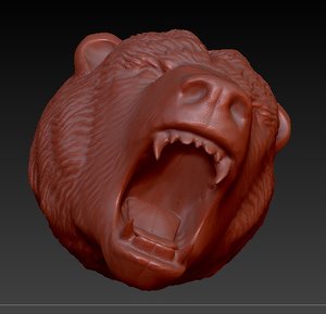 angry bear head obj