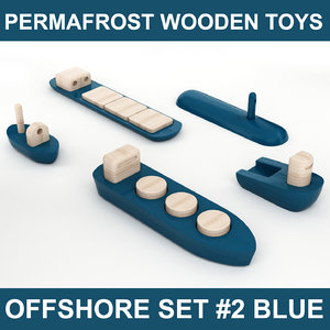 wooden toy offshore set 3d model