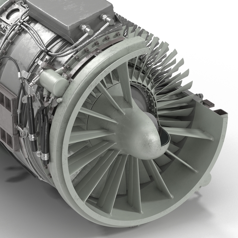 3d obj turbojet engine sectioned