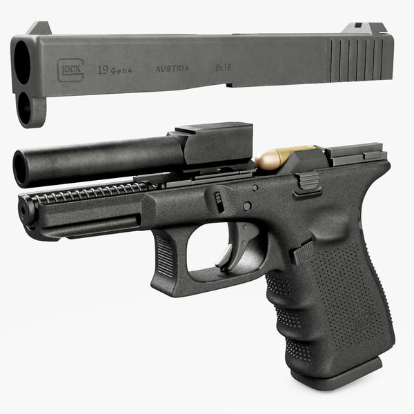 3d model gun glock 19 gen4