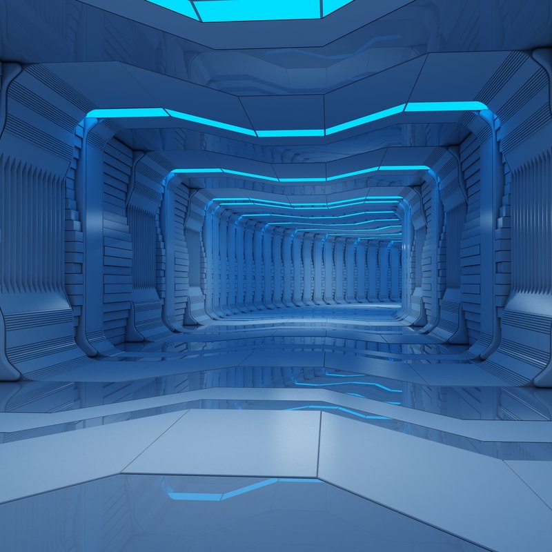 sci-fi interior scene tunnel animation 3d model