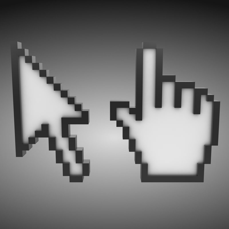 3d arrow hand cursor model