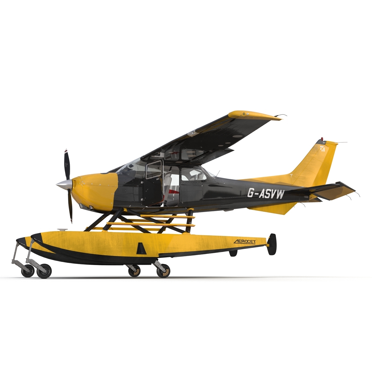 塞斯纳172黑色水上飞机装配3d模型3d模型