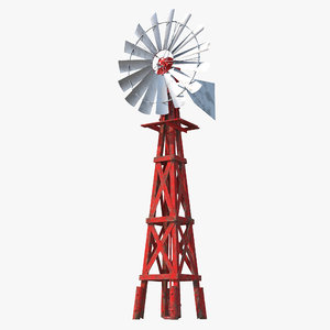 3d model old farm windmill