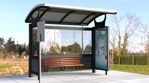 3d model realistic bus stop shelter