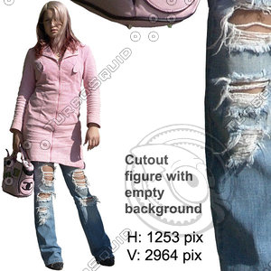 Cut out people for architectural visualisation: beautiful girl (staying figure)