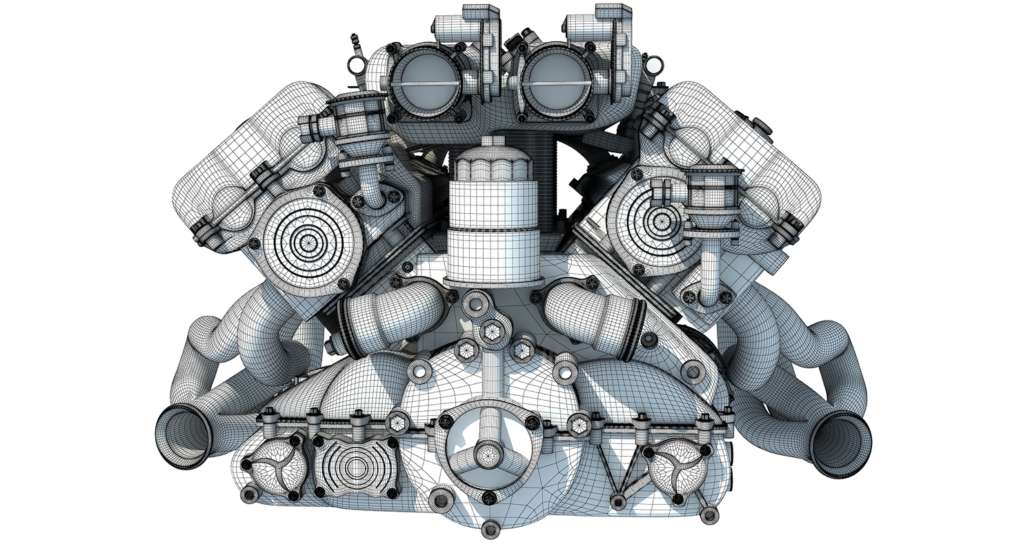 3d V Engine Model