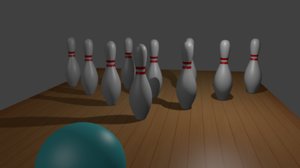free obj model bowling set ball