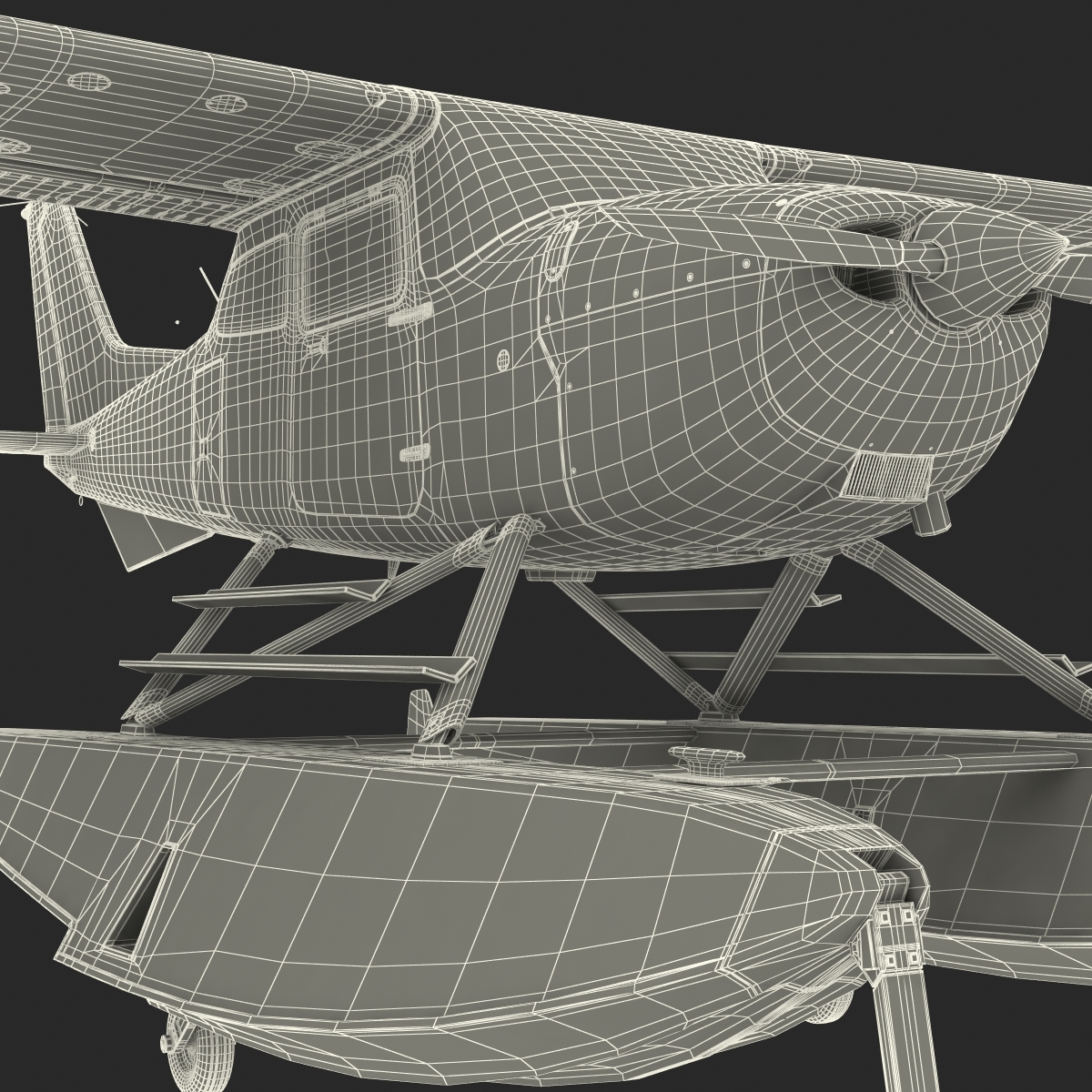 塞斯纳172红色水上飞机3d模型3d模型