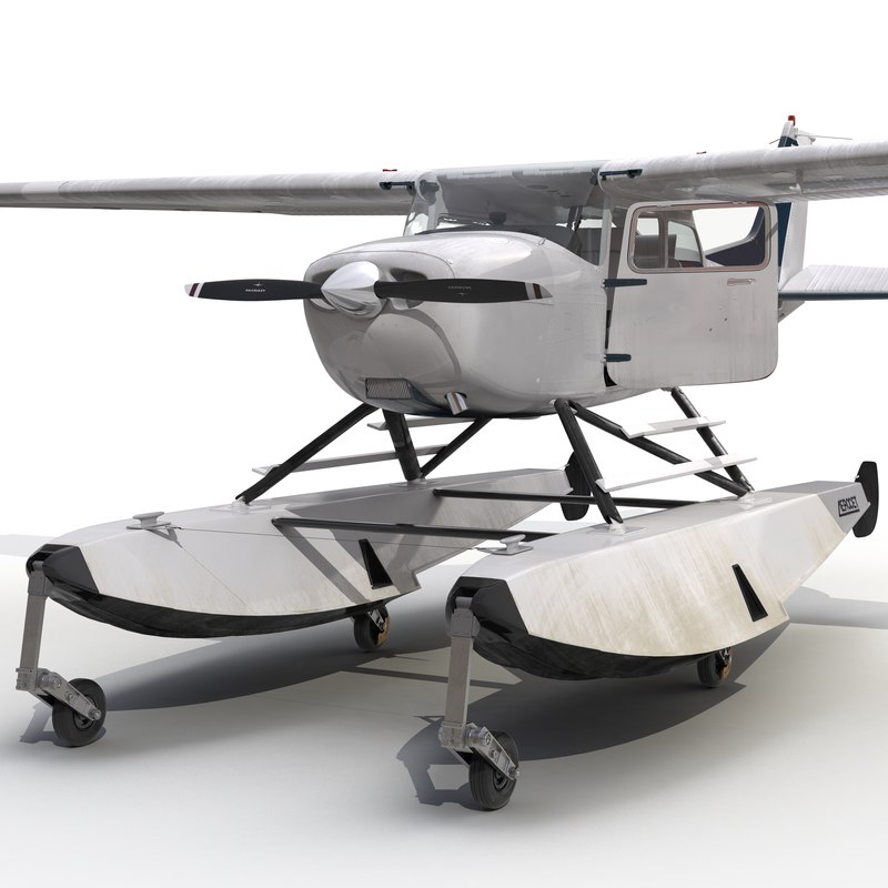 3d model cessna 172 seaplane rigged