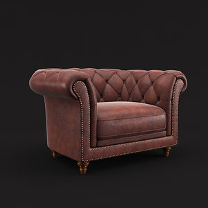 chesterfield armchair 3d max