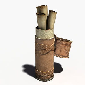 3d leather cylindrical papyrus model