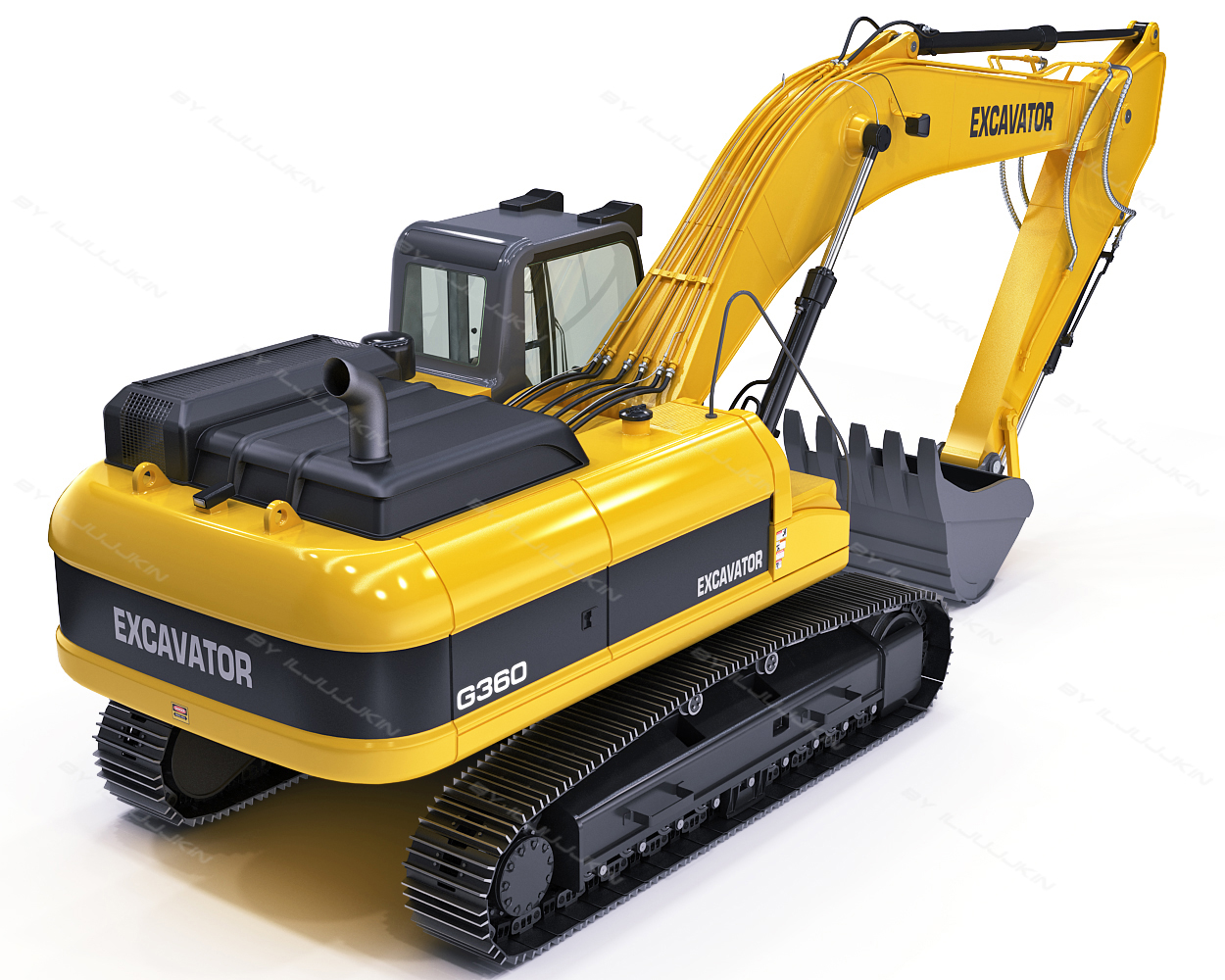 rigged crawler挖掘机通用3d模型