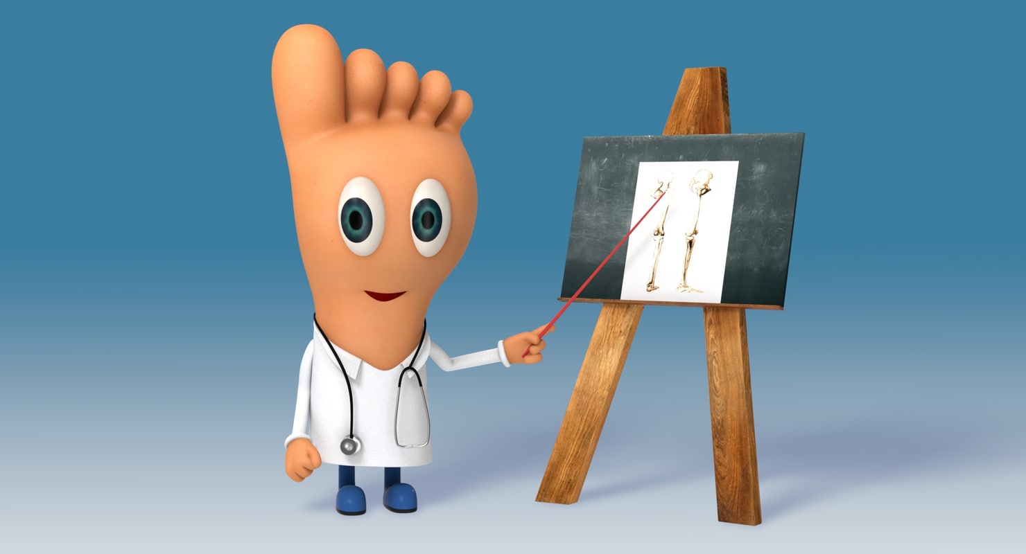 cartoon doctor foot character rigged obj
