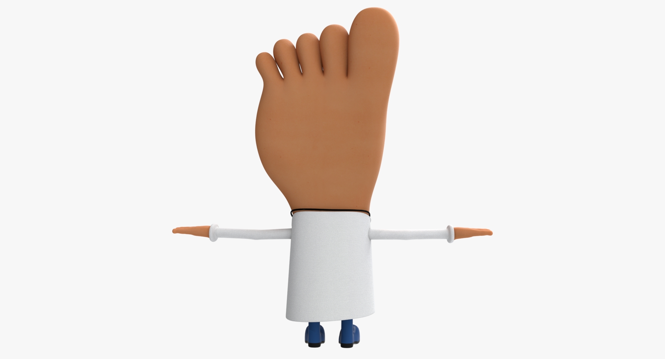 cartoon doctor foot character rigged obj
