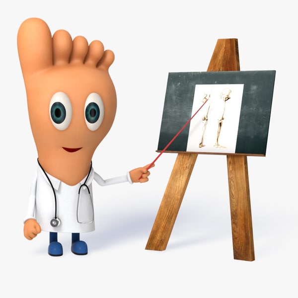 cartoon doctor foot character rigged obj