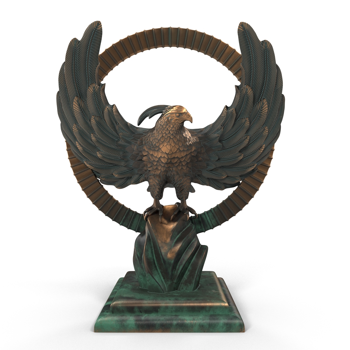 3d model golden phoenix statue