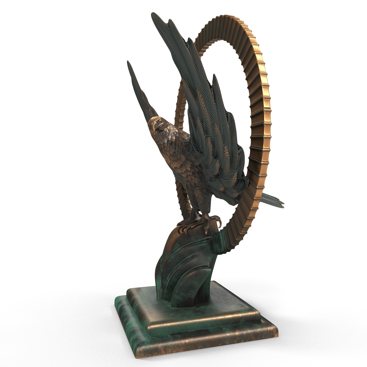 3d model golden phoenix statue