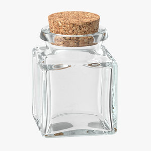 3d glass jar cork stopper model