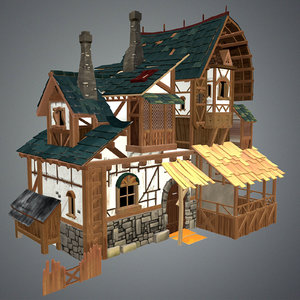 medieval coaching inn buildings 3d obj