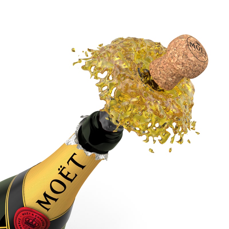 champagne cork pop 3d model