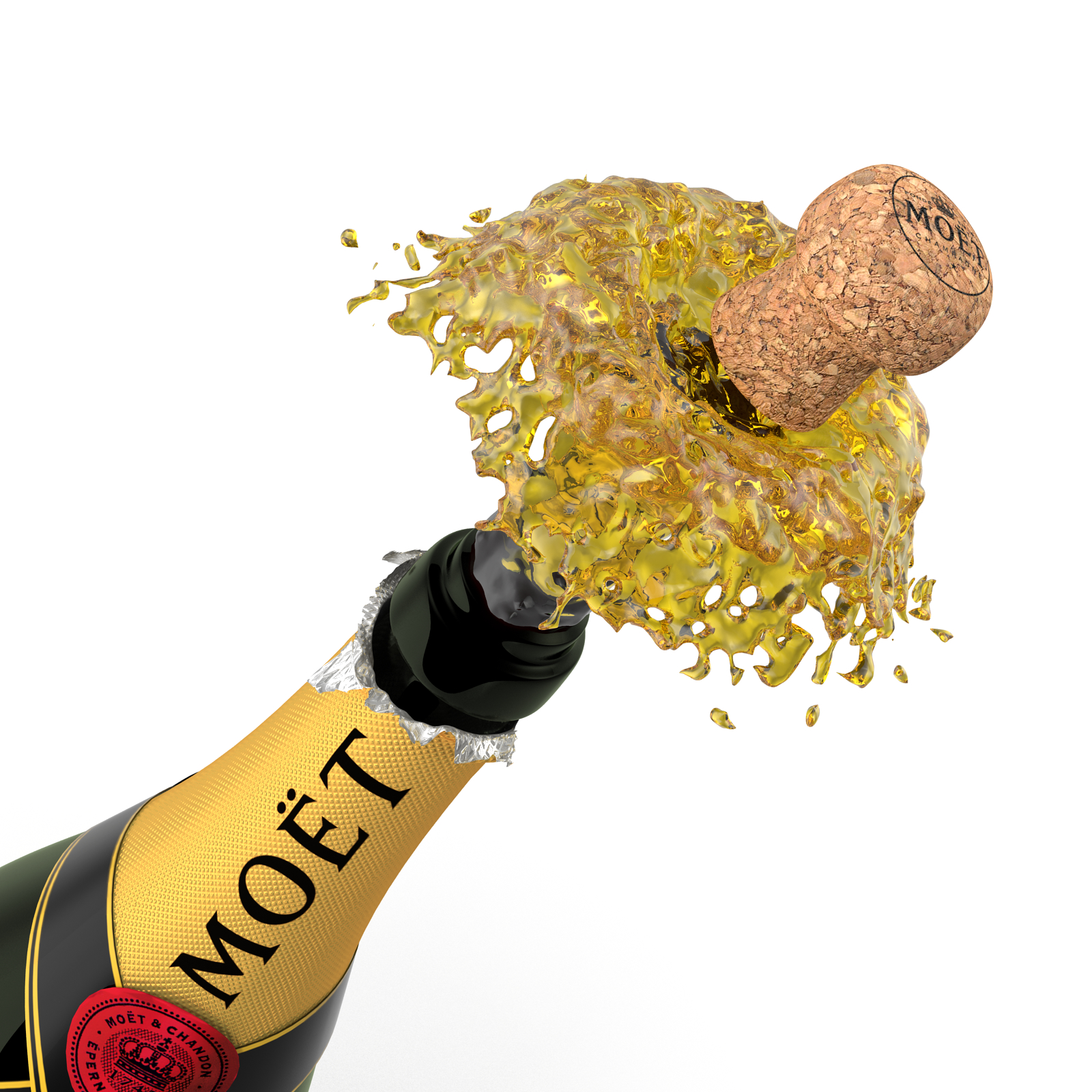 Champagne Cork Pop 3d Model