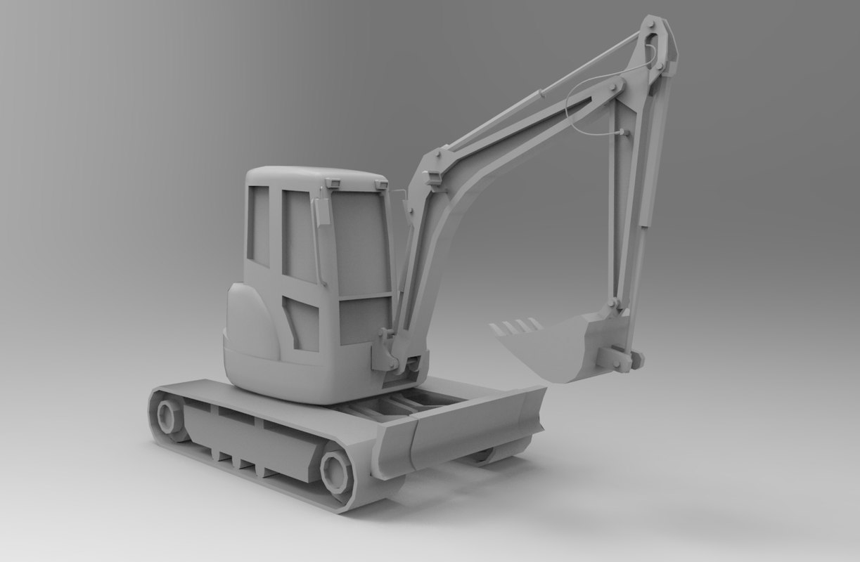 小型挖掘机3d模型