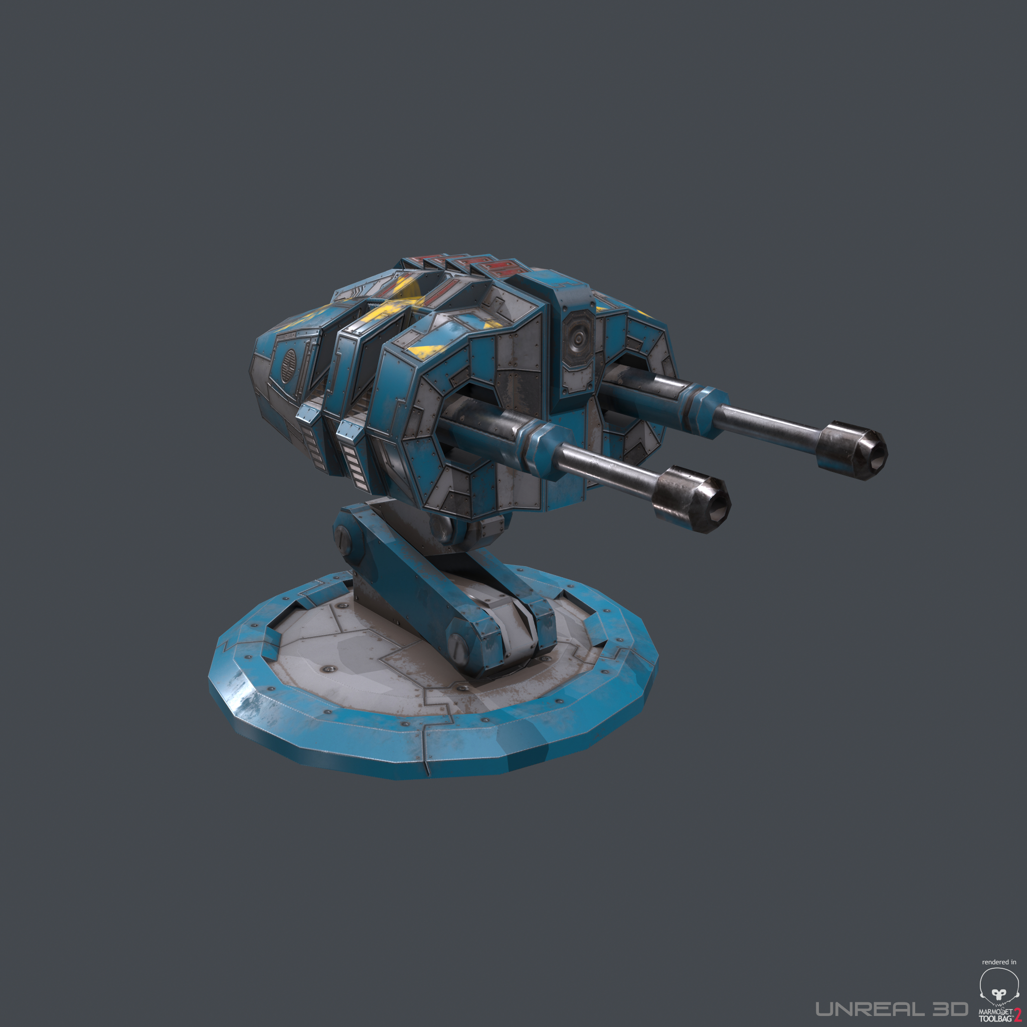 科幻炮塔v2(低聚)3d模型