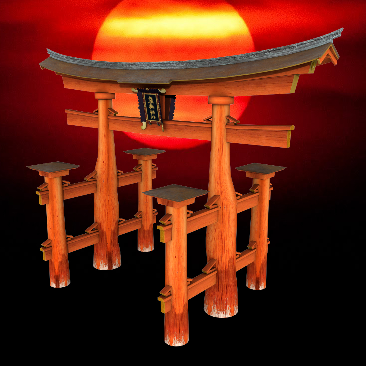 鸟居门3d模型