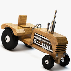 3d model of wooden toy tractor wood