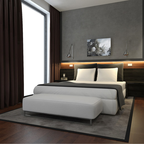 Modernes Hotelzimmer 3d Modell Turbosquid