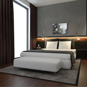 scene modern hotel room 3d model