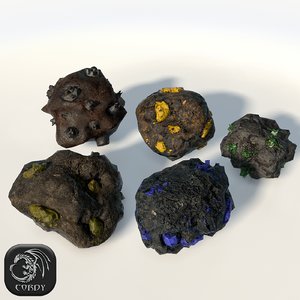 ore pieces 3d 3ds