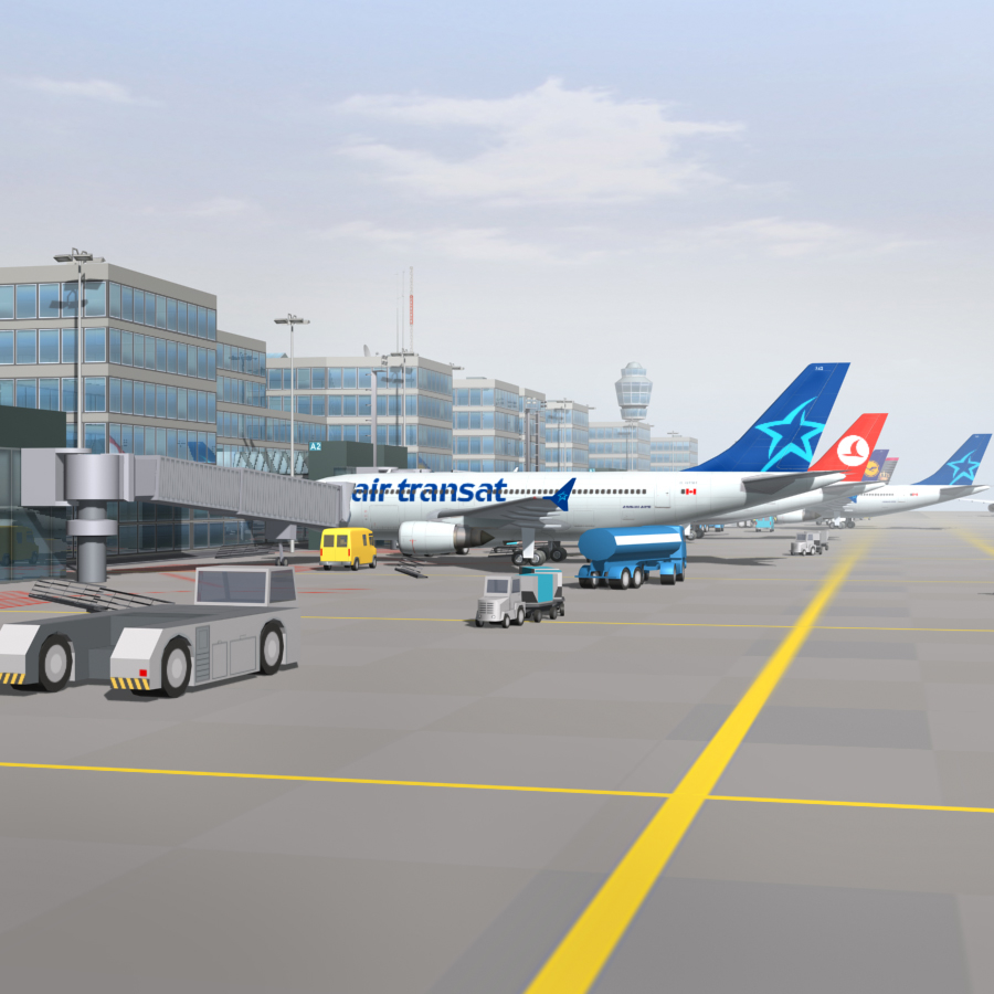 airport terminal air aircrafts 3d model