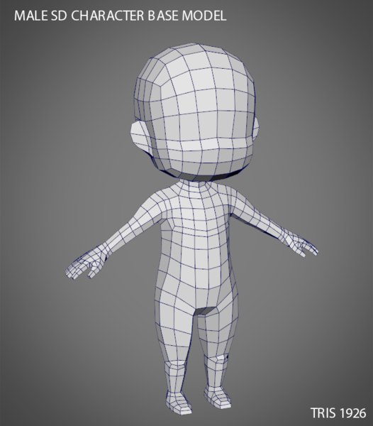 male sd character base 3d obj